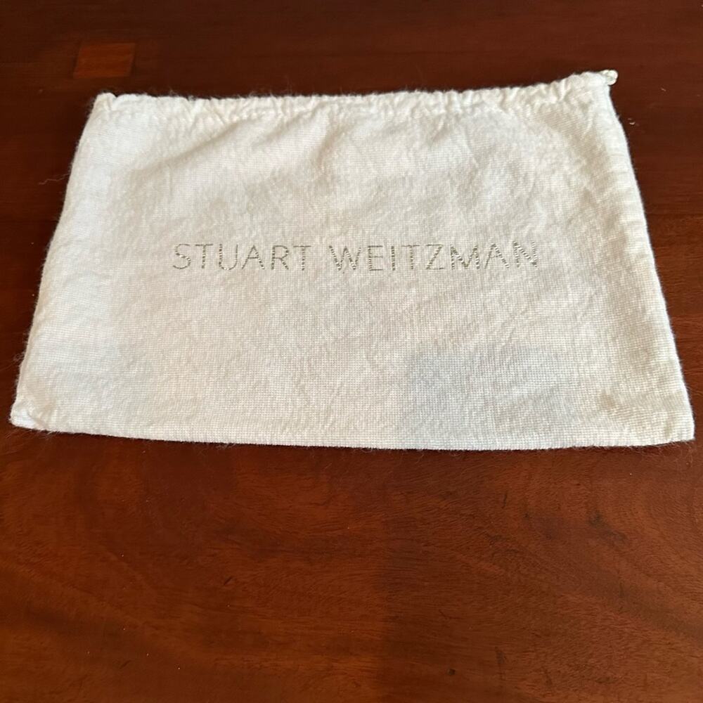 Stuart Weitzman Designer Shoe Purse White Silver Dust Bag Drawstring